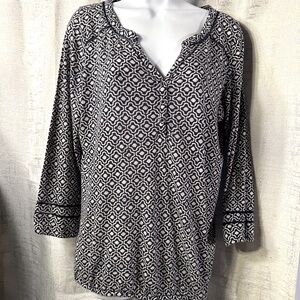 Lucky Brand Drawstring Blouse Blue M